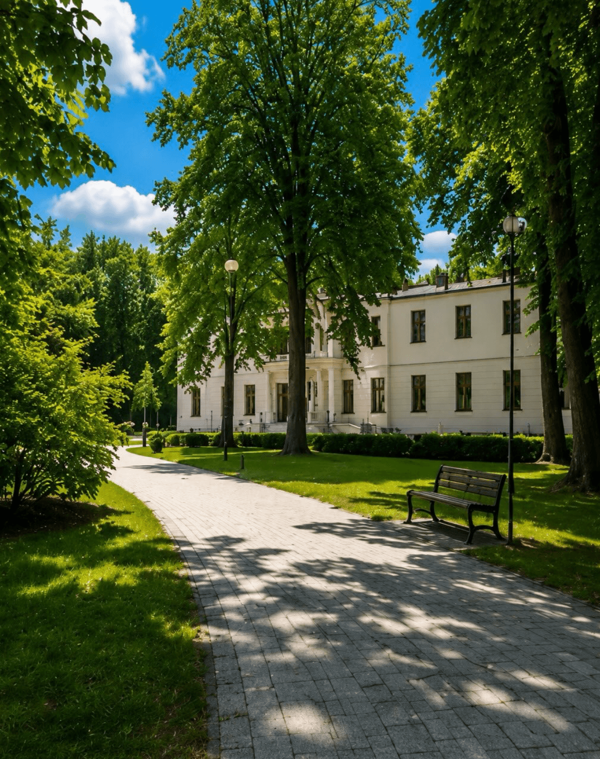 Budynek pałacu — elewacja frontowa ośrodka